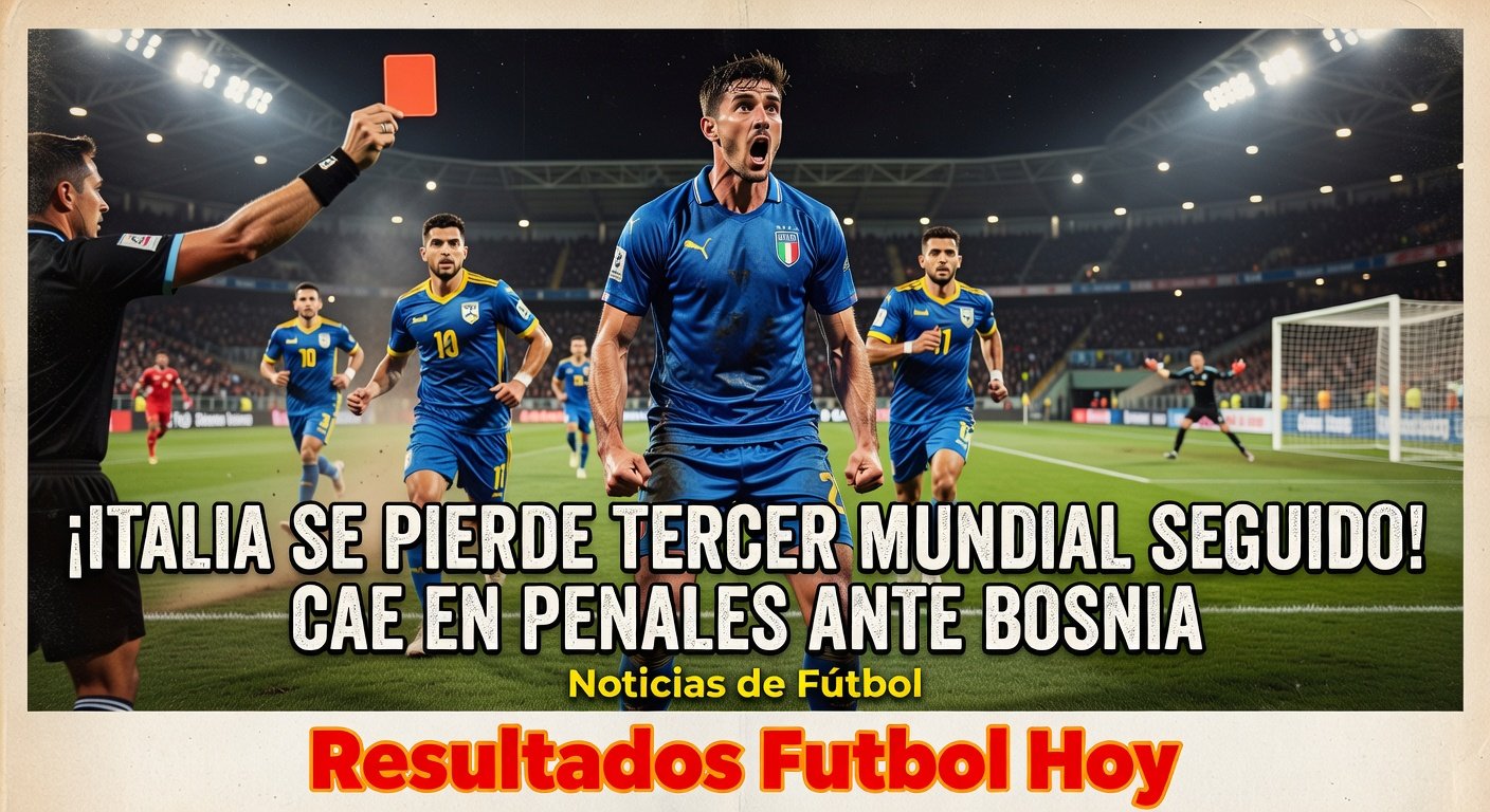 Italy miss 2026 World Cup after penalty shootout loss to Bosnia (Sky Sports, BBC)